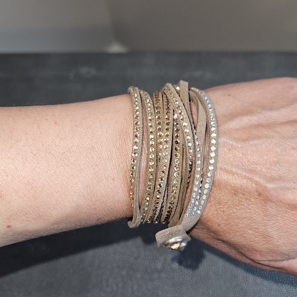 Touchstone Crystal Beige Wrap Bracelet with Sparkling Accents - Picture 3 of 4